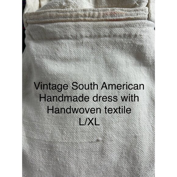 Vintage South American Handmade Dress with Handwoven Textile L/XL Square Neck - Picture 9 of 9